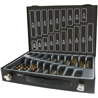 Borsortiment HSS-Co5 1-10×0,5mm, kuffert 170stk